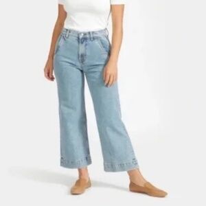 Everlane Wide Leg Blue Stretch Denim Jeans Size 32 Regular